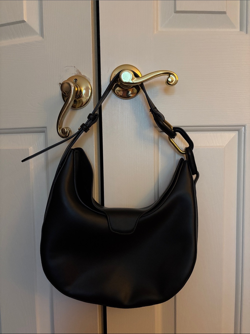 Madison West Black Pleather Hobo Bag Purse